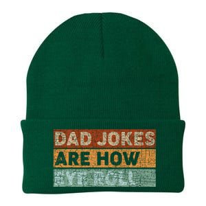 Dad Jokes Are How Eye Roll Funny Dad Gift Daddy Pun Joke Knit Cap Winter Beanie