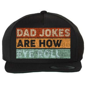 Dad Jokes Are How Eye Roll Funny Dad Gift Daddy Pun Joke Wool Snapback Cap