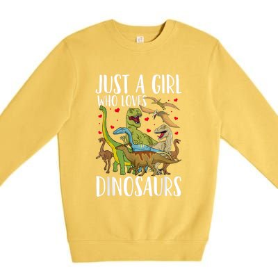 Dinosaur Just A Girl Who Loves Dinosaurs Brachiosaurus Premium Crewneck Sweatshirt