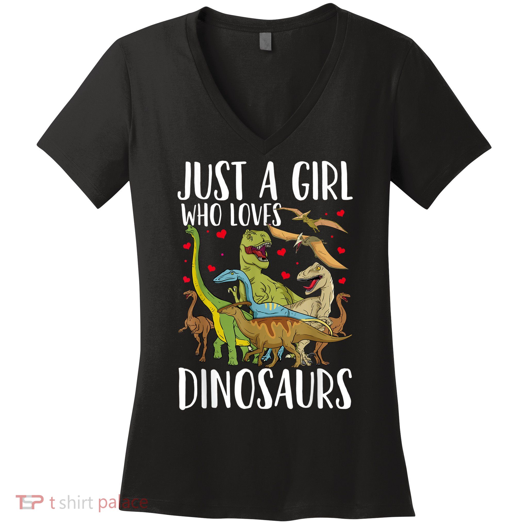 Dinosaur Just A Girl Who Loves Dinosaurs Brachiosaurus Women's V-Neck T-Shirt