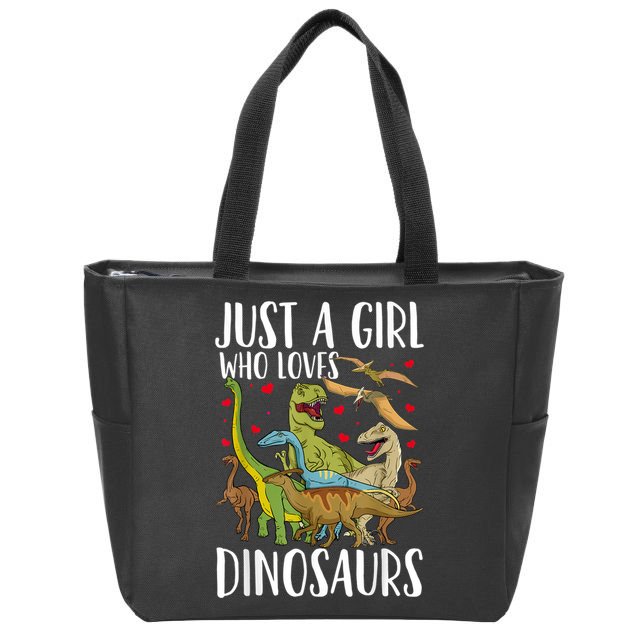 Dinosaur Just A Girl Who Loves Dinosaurs Brachiosaurus Zip Tote Bag