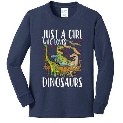 Dinosaur Just A Girl Who Loves Dinosaurs Brachiosaurus Kids Long Sleeve Shirt