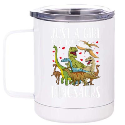 Dinosaur Just A Girl Who Loves Dinosaurs Brachiosaurus 12 oz Stainless Steel Tumbler Cup