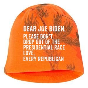 Dear Joe Biden Please DonT Drop Out Of The Presidential Race Love Republicans Kati - Camo Knit Beanie