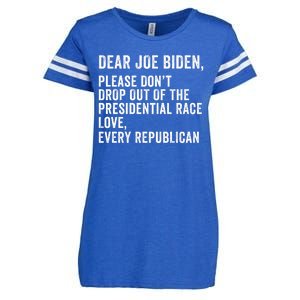 Dear Joe Biden Please DonT Drop Out Of The Presidential Race Love Republicans Enza Ladies Jersey Football T-Shirt