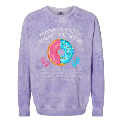 Donut Jesus Bible 2521 Gender Reveal Baby Shower Colorblast Crewneck Sweatshirt