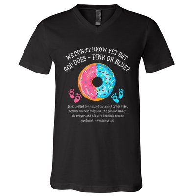 Donut Jesus Bible 2521 Gender Reveal Baby Shower V-Neck T-Shirt