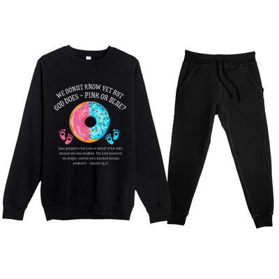 Donut Jesus Bible 2521 Gender Reveal Baby Shower Premium Crewneck Sweatsuit Set