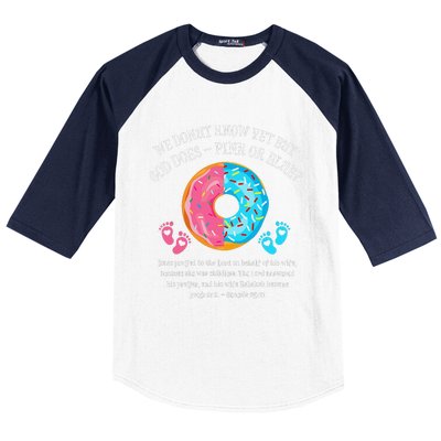 Donut Jesus Bible 2521 Gender Reveal Baby Shower Baseball Sleeve Shirt