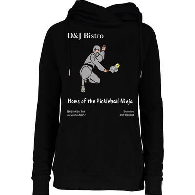 D & J Bistro Pickleball Ninja Womens Funnel Neck Pullover Hood