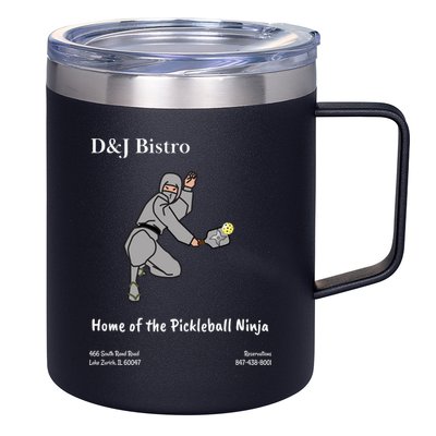 D & J Bistro Pickleball Ninja 12oz Stainless Steel Coffee Mug