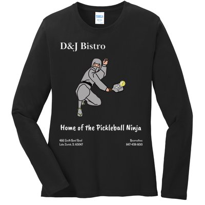 D & J Bistro Pickleball Ninja Ladies Long Sleeve Shirt