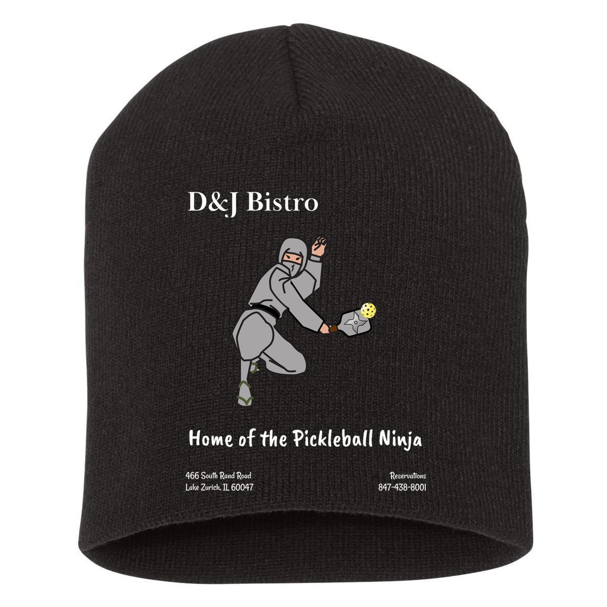 D & J Bistro Pickleball Ninja Short Acrylic Beanie