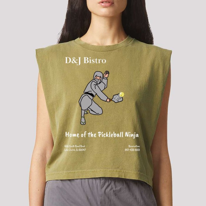 D & J Bistro Pickleball Ninja Garment-Dyed Women's Muscle Tee