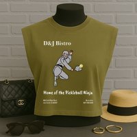 D & J Bistro Pickleball Ninja Garment-Dyed Women's Muscle Tee