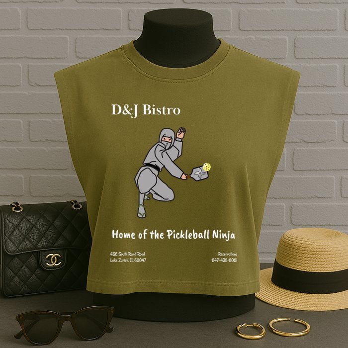 D & J Bistro Pickleball Ninja Garment-Dyed Women's Muscle Tee