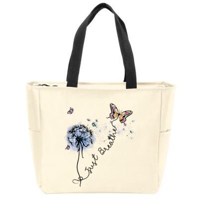 Dandelion Just Breathe Buttefly Inspiration Quotes Zip Tote Bag