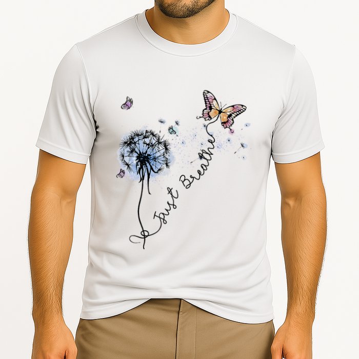 Dandelion Just Breathe Buttefly Inspiration Quotes Cooling Performance Crew T-Shirt