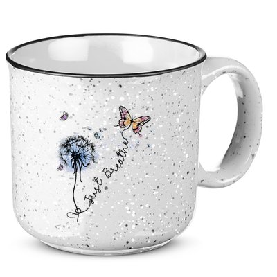 Dandelion Just Breathe Buttefly Inspiration Quotes 15oz Campfire Ceramic Mug