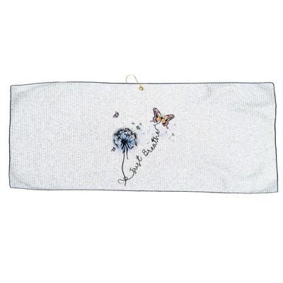 Dandelion Just Breathe Buttefly Inspiration Quotes Large Microfiber Waffle Golf Towel