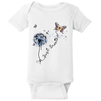Dandelion Just Breathe Buttefly Inspiration Quotes Baby Bodysuit