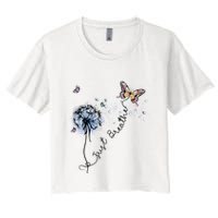 Dandelion Just Breathe Buttefly Inspiration Quotes Women's Crop Top Tee