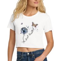 Dandelion Just Breathe Buttefly Inspiration Quotes Women's Crop Top Tee