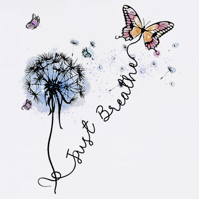 Dandelion Just Breathe Buttefly Inspiration Quotes Cropped Pullover Crew