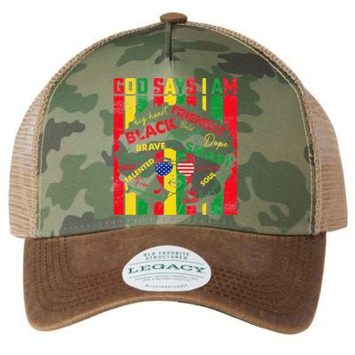 Distressed Juneteenth Black History Month God Says I Am Legacy Tie Dye Trucker Hat
