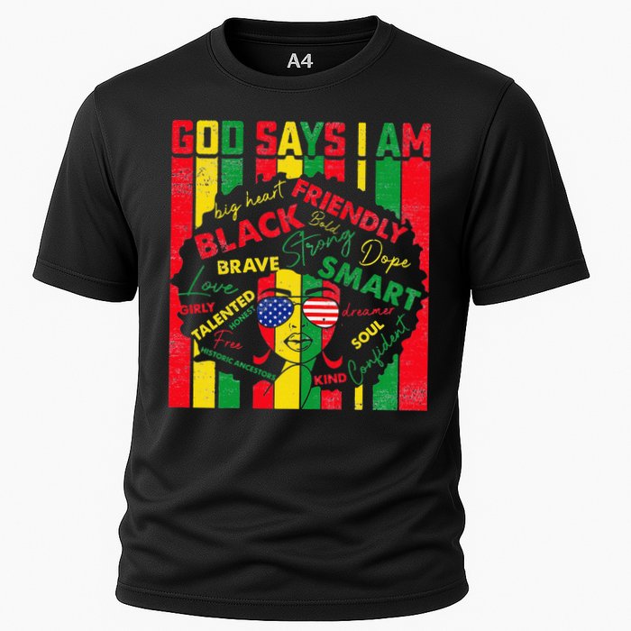 Distressed Juneteenth Black History Month God Says I Am Cooling Performance Crew T-Shirt
