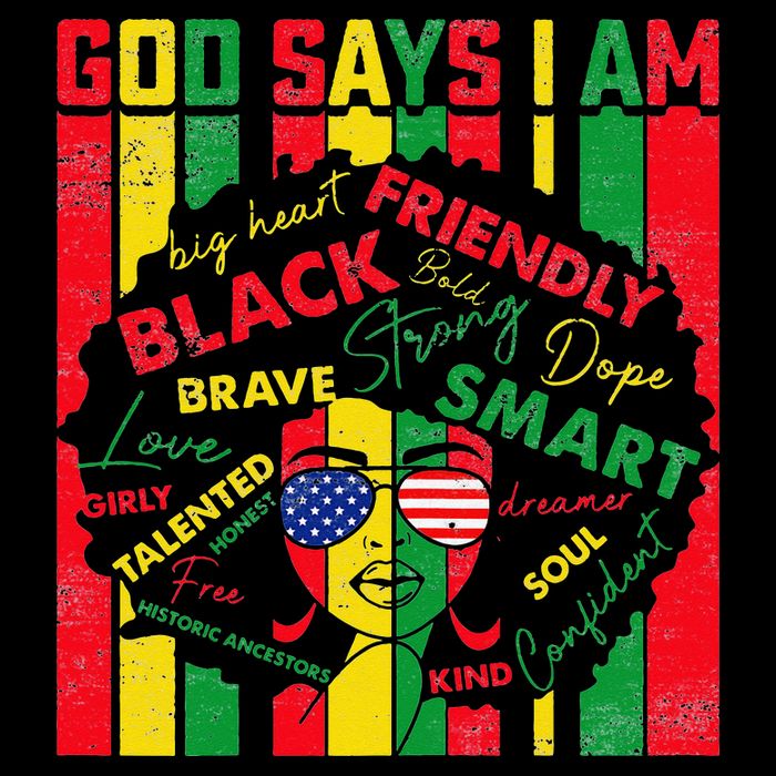 Distressed Juneteenth Black History Month God Says I Am Cooling Performance Crew T-Shirt