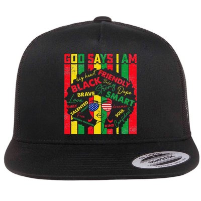 Distressed Juneteenth Black History Month God Says I Am Flatbill Hat