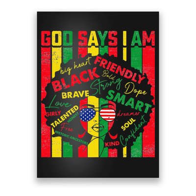 Distressed Juneteenth Black History Month God Says I Am Poster