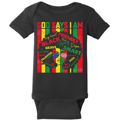 Distressed Juneteenth Black History Month God Says I Am Baby Bodysuit