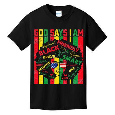 Distressed Juneteenth Black History Month God Says I Am Kids T-Shirt
