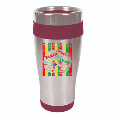 Distressed Juneteenth Black History Month God Says I Am 16oz Travel Tumbler