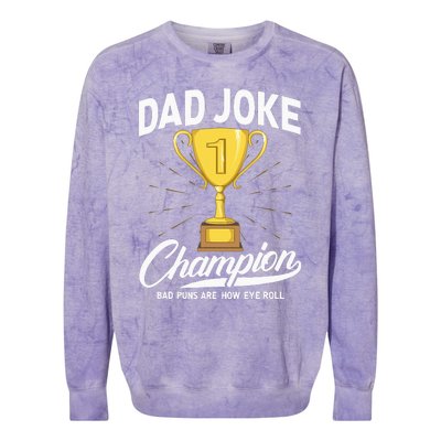 Dad Joke Champion FUNNY Dad Jokes Trophy Bad Puns Colorblast Crewneck Sweatshirt