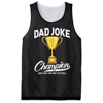 Dad Joke Champion FUNNY Dad Jokes Trophy Bad Puns Mesh Reversible Basketball Jersey Tank