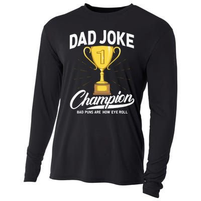 Dad Joke Champion FUNNY Dad Jokes Trophy Bad Puns Cooling Performance Long Sleeve Crew