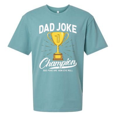 Dad Joke Champion FUNNY Dad Jokes Trophy Bad Puns Sueded Cloud Jersey T-Shirt