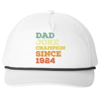 Dad Joke Champion Since 1924 Cool Gift Birthday Fathers Day Cute Gift Snapback Five-Panel Rope Hat