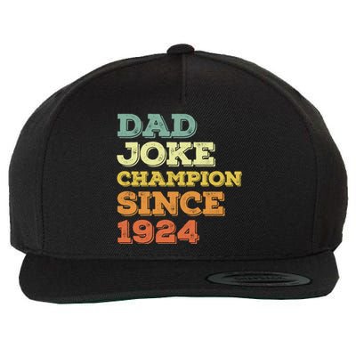 Dad Joke Champion Since 1924 Cool Gift Birthday Fathers Day Cute Gift Wool Snapback Cap