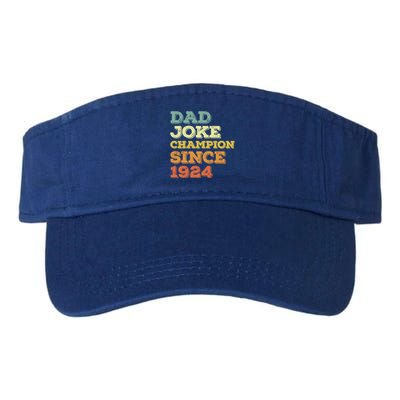 Dad Joke Champion Since 1924 Cool Gift Birthday Fathers Day Cute Gift Valucap Bio-Washed Visor