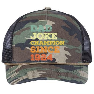 Dad Joke Champion Since 1924 Cool Gift Birthday Fathers Day Cute Gift Retro Rope Trucker Hat Cap