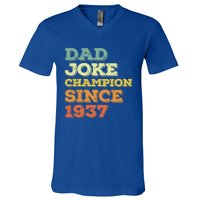 Dad Joke Champion Since 1937 Gift Birthday Fathers Day Gift V-Neck T-Shirt