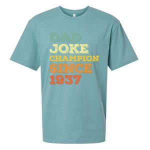 Dad Joke Champion Since 1937 Gift Birthday Fathers Day Gift Sueded Cloud Jersey T-Shirt