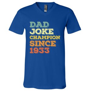 Dad Joke Champion Since 1933 Birthday Fathers Day Gift V-Neck T-Shirt