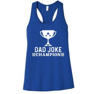 Dad Joke Champion Funny Bad Puns Fathers Day Tee Gift Women's Racerback Tank