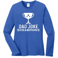 Dad Joke Champion Funny Bad Puns Fathers Day Tee Gift Ladies Long Sleeve Shirt