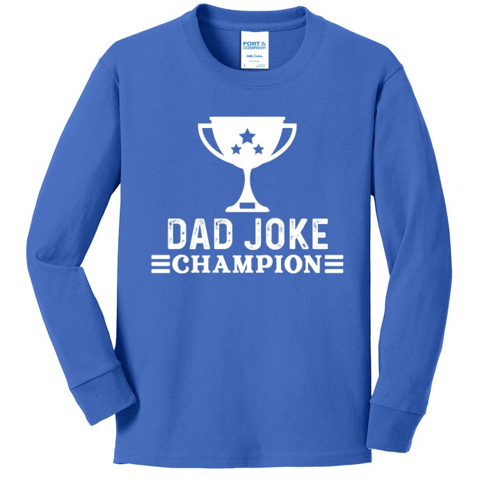 Dad Joke Champion Funny Bad Puns Fathers Day Tee Gift Kids Long Sleeve Shirt